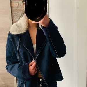 EMPORIO ARMANI Denim Biker Jacket with detachable collar